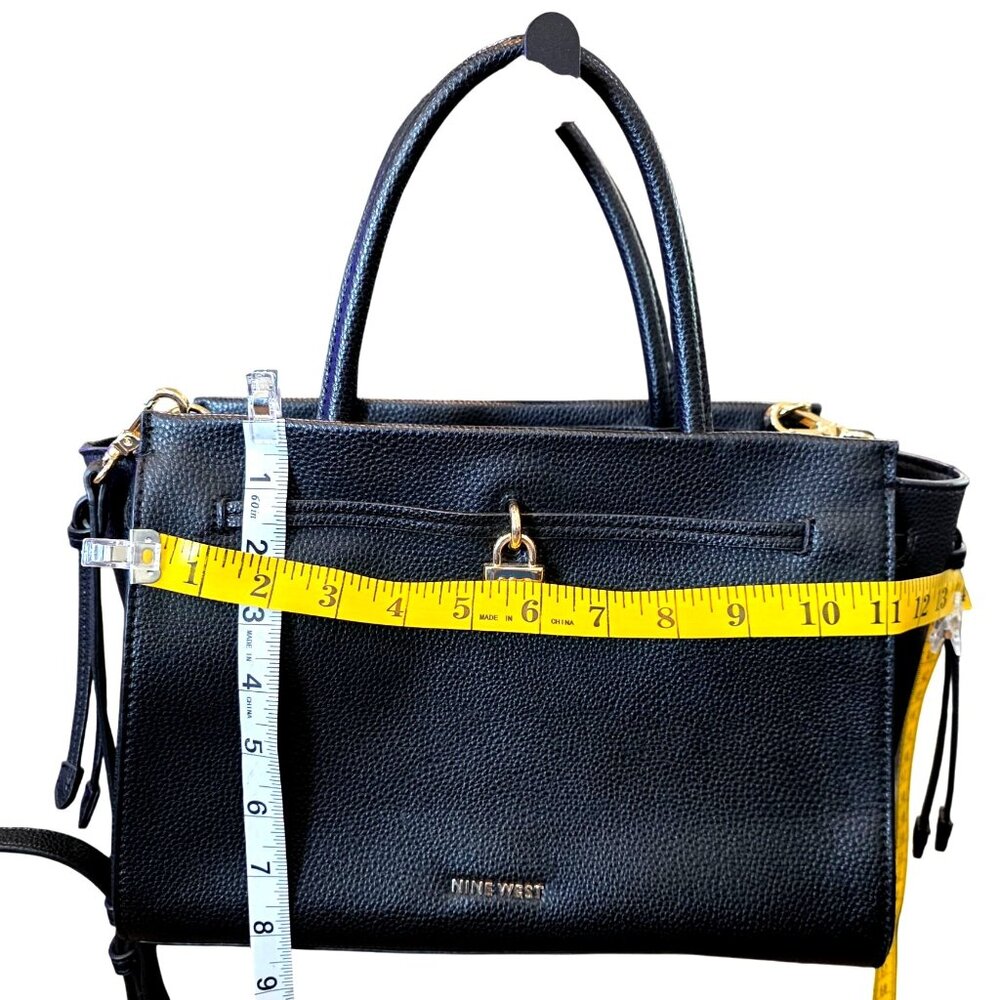 Nine West Elara Black Pebbled Faux Leather Small Satchel Crossbody Bag - Picture 12 of 12